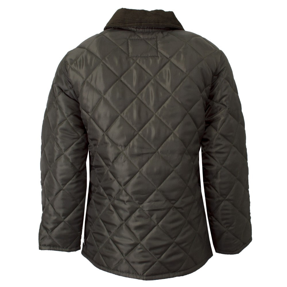 Walker & Hawkes Kids’ Quilted Bomber Husky Jacket in Olive