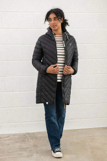 Lighthouse Laurel Coat in Black (Silver Logo)