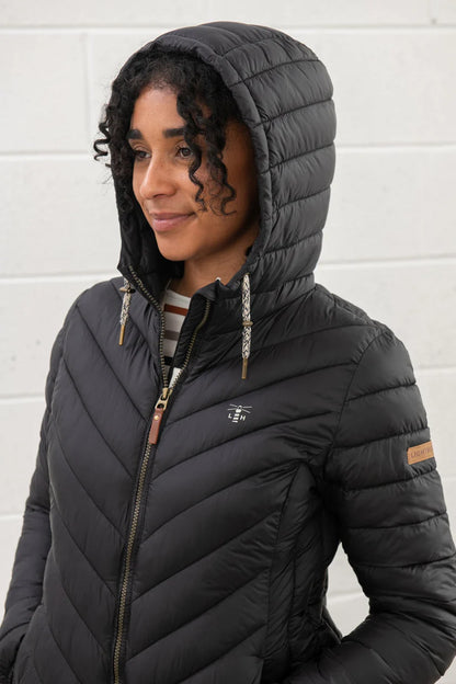 Lighthouse Laurel Coat in Black (Silver Logo)