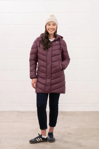 Lighthouse Laurel Mid-Length Coat in Cranberry