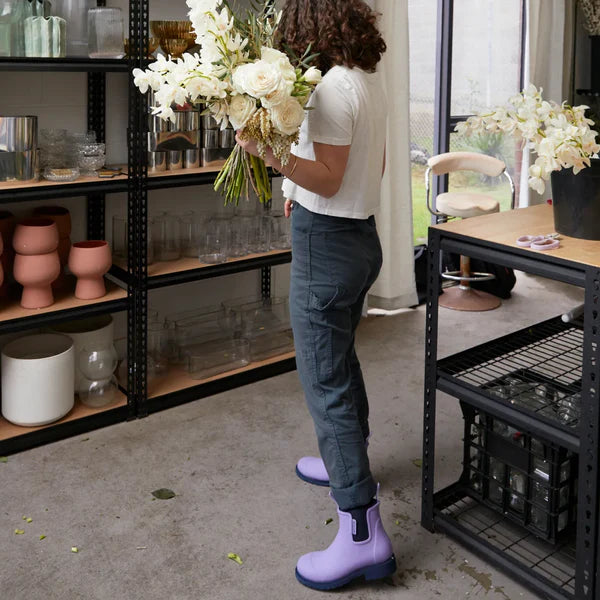 Merry People Bobbi Lavender & Navy Ankle Wellington Boot