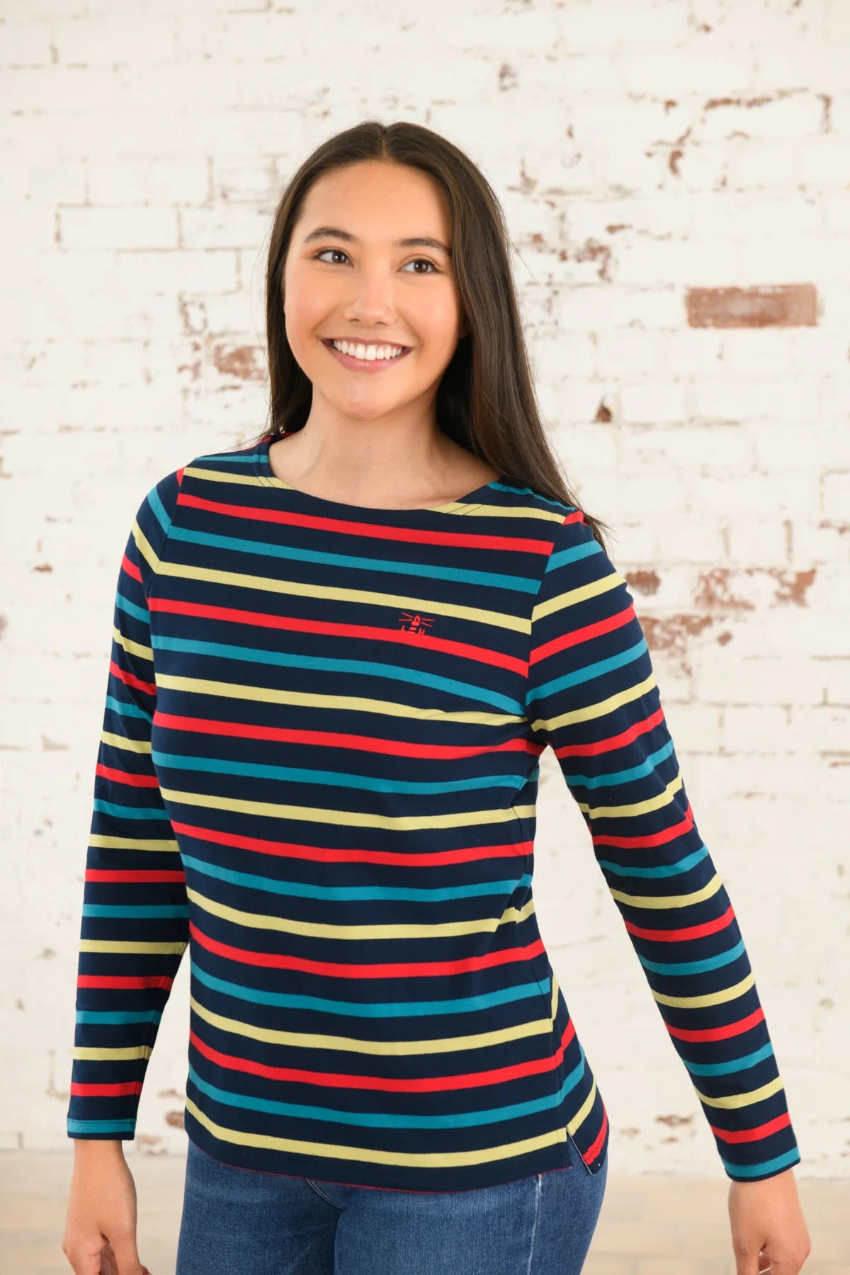 Ladies Causeway Top - Apple Red Stripe