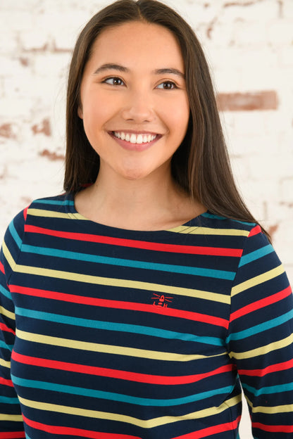 Ladies Causeway Top - Apple Red Stripe