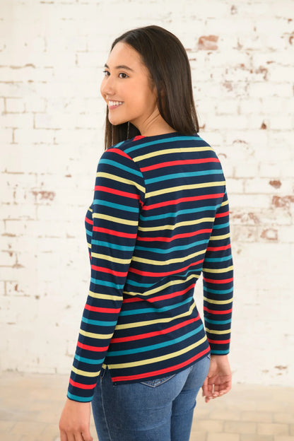 Ladies Causeway Top - Apple Red Stripe