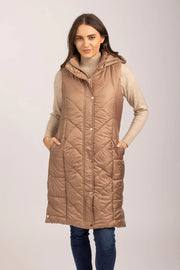 MudFlower Ladies Long Line Gilet Gold