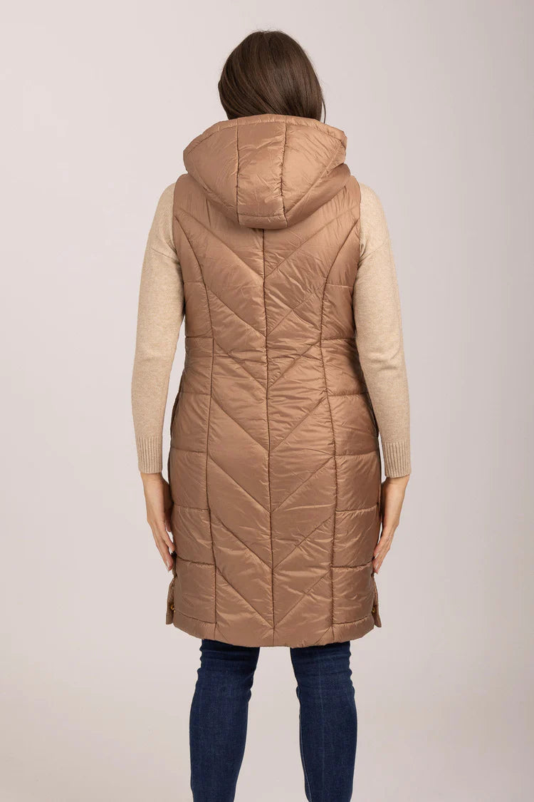 Mud Flower Ladies Long Line Gilet Gold