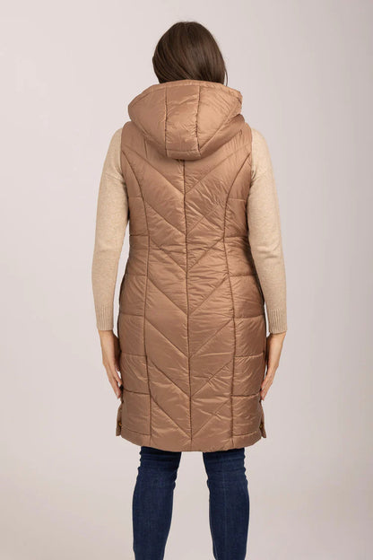 MudFlower Ladies Long Line Gilet Gold