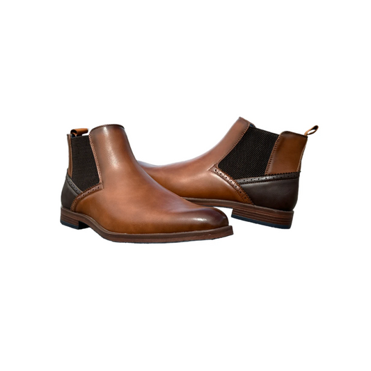 Mens Double Tone Chelsea Tan Leather Boots