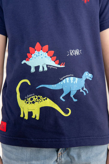 Lighthouse Boys Oliver T-Shirt - Navy Dino Print