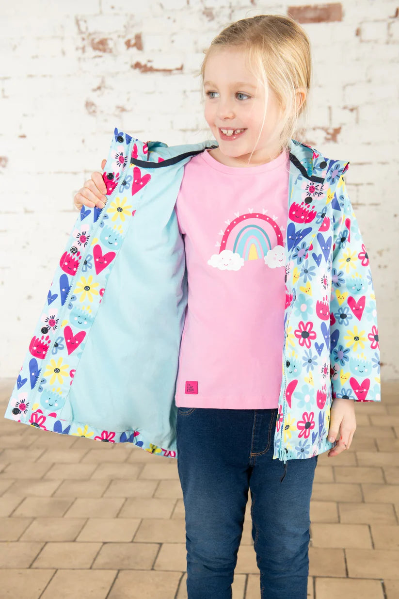 Lighthouse Girls Olivia Waterproof Coat - Soft Turquoise Flower