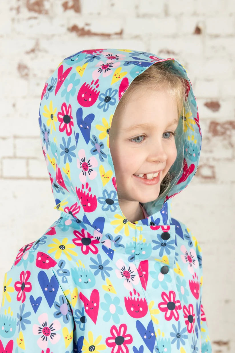 Lighthouse Girls Olivia Waterproof Coat - Soft Turquoise Flower