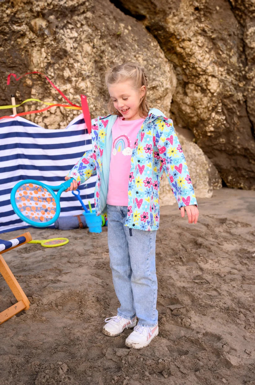 Lighthouse Girls Olivia Waterproof Coat - Soft Turquoise Flower