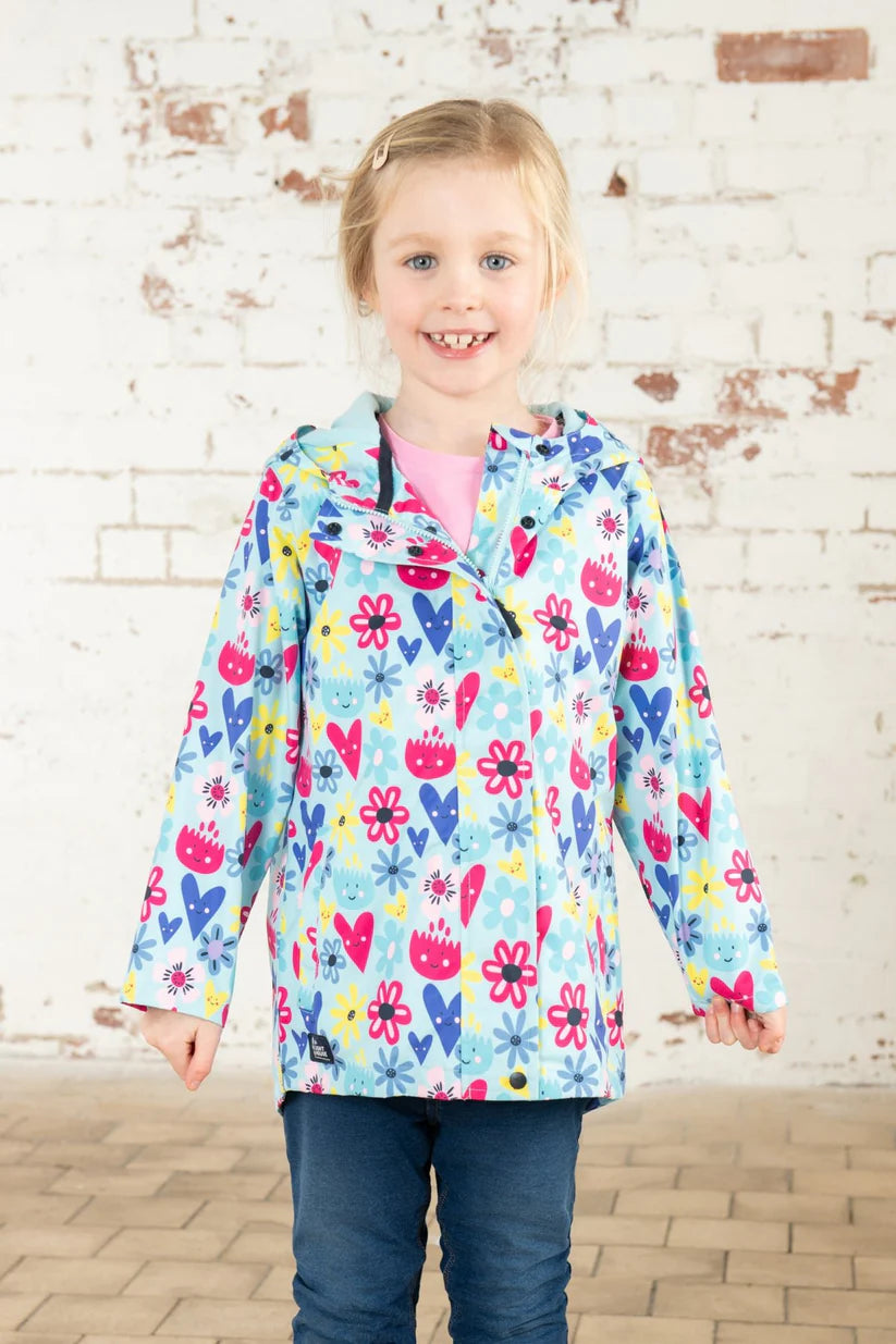 Lighthouse Girls Olivia Waterproof Coat - Soft Turquoise Flower