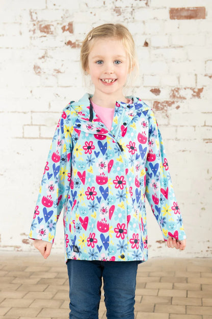 Lighthouse Girls Olivia Waterproof Coat - Soft Turquoise Flower