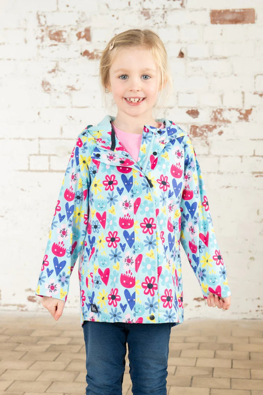 Lighthouse Girls Olivia Waterproof Coat - Soft Turquoise Flower