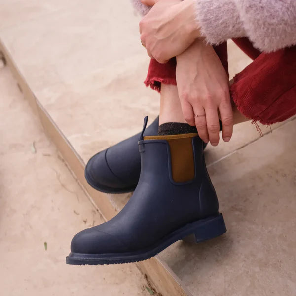 Merry People Bobbi Oxford Blue & Tan Ankle Wellington Boot