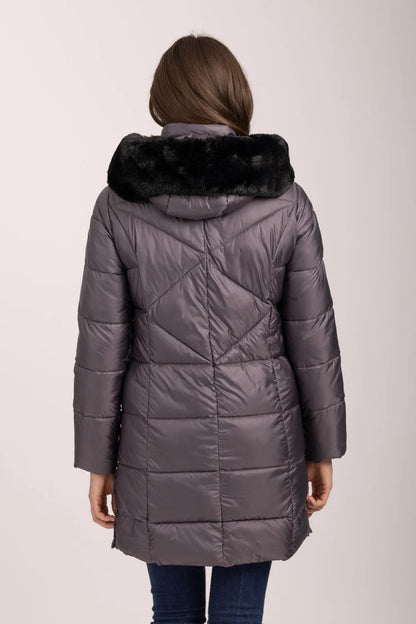 MudFlower Ladies Long Parka Jacket Grey