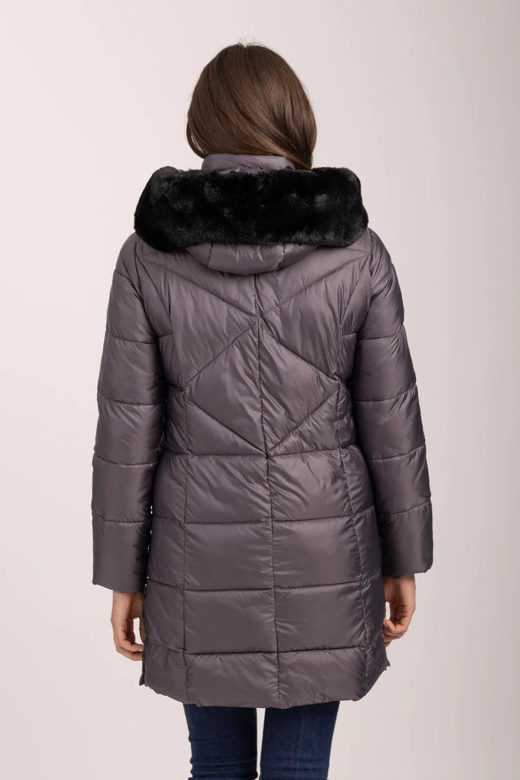 MudFlower Ladies Long Parka Jacket Grey