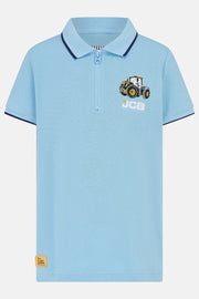 Lighthouse Pier Light Blue Polo Shirt - JCB Print