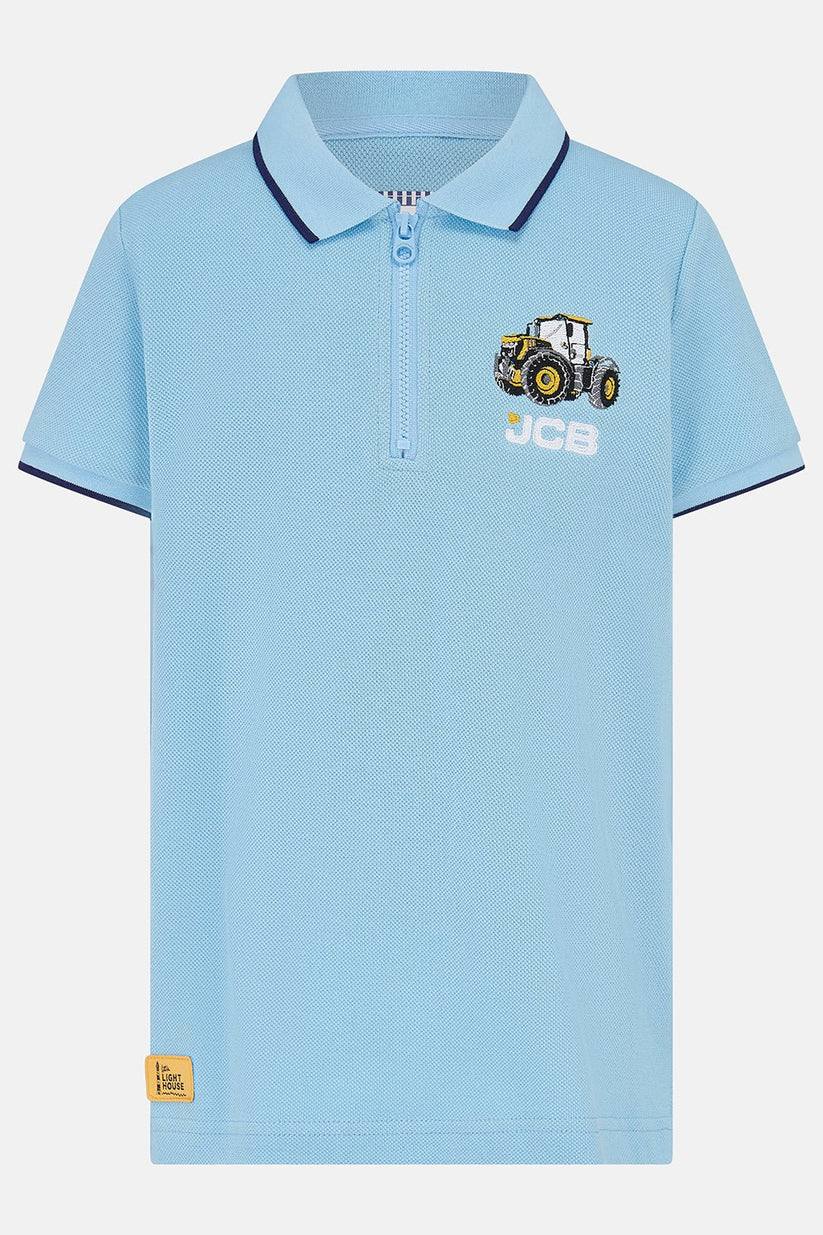 Lighthouse Pier Light Blue Polo Shirt - JCB Print