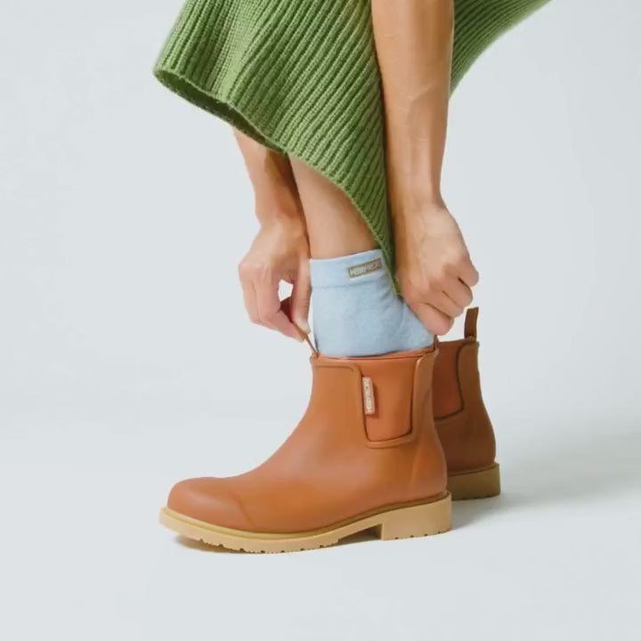 Load video: Merry People Bobbi Rust Ankle Wellington Boot