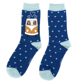 Miss Sparrow Road Trip Cats Socks Navy