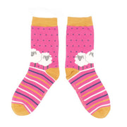 Miss Sparrow Hot Pink Sheep Friends Bamboo Socks