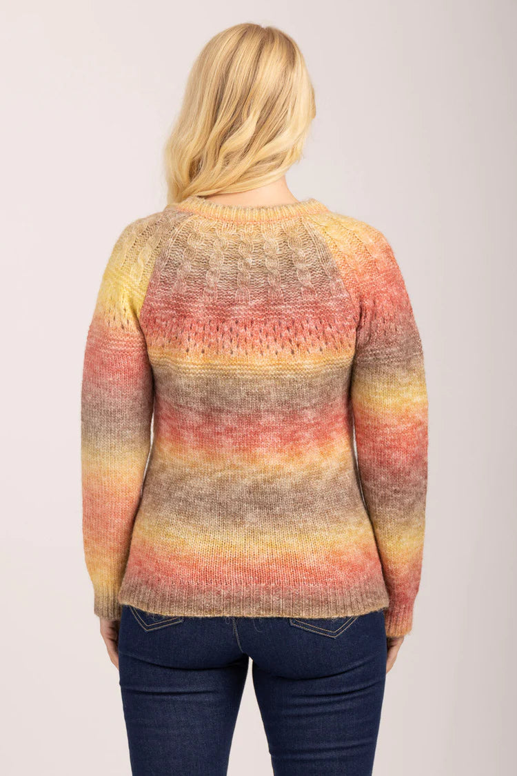 MudFlower Ladies Brown Combo Spacedye Jumper