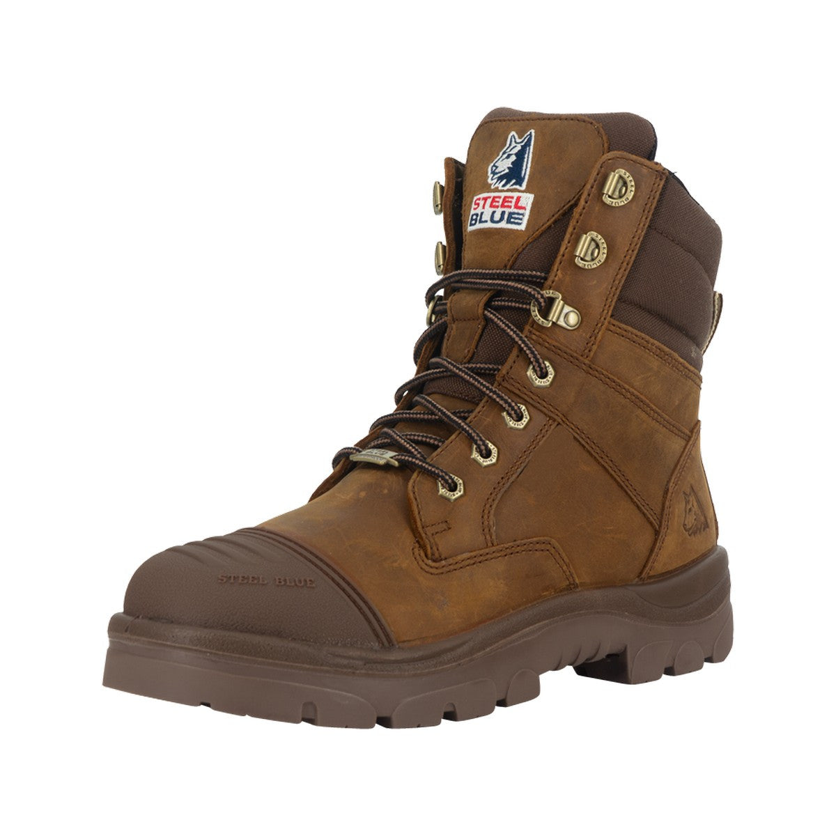 Steel Blue Southern Cross Zip Waterproof Scuff S7  Distressed Brown Safety Boots  -  392651