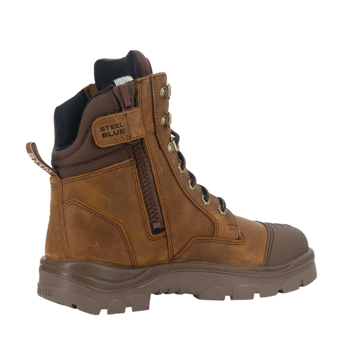 Steel Blue Southern Cross Zip Waterproof Scuff S7  Distressed Brown Safety Boots  -  392651