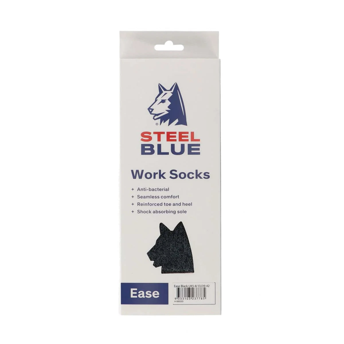 Steel Blue - Ease Bamboo Work Socks in Black