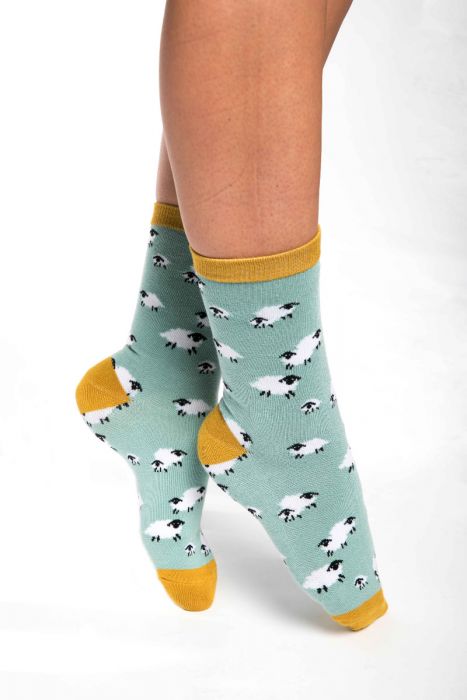 Miss Sparrow  Sheep Socks Green
