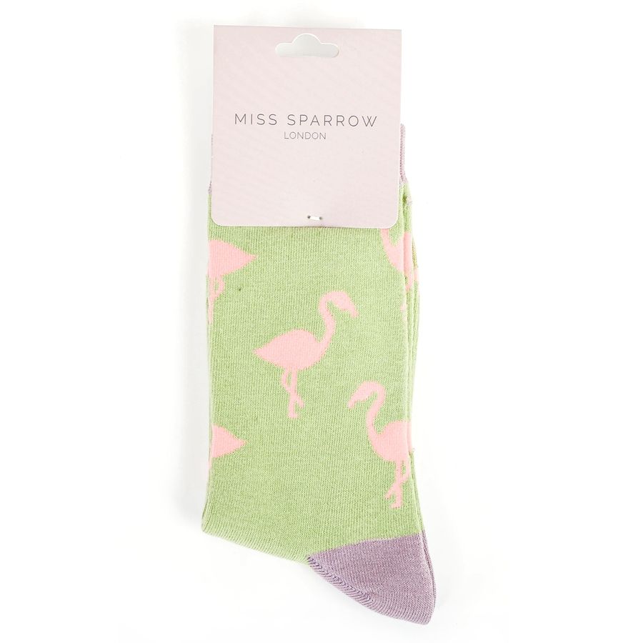 Miss Sparrow Flamingo Socks Green