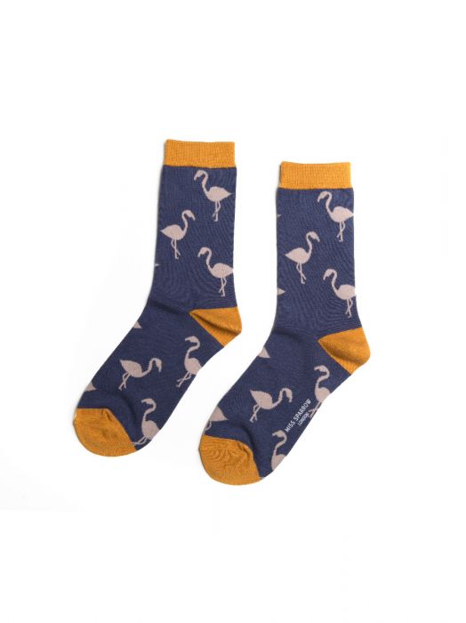 Miss Sparrow Flamingo Socks Navy