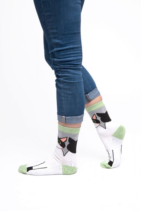 Miss Sparrow  Kitty Cat Socks Grey