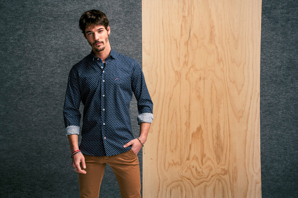 The SurfCar Milan Cotton Navy Shirt with Stars