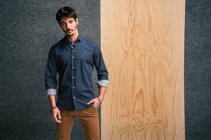 The SurfCar Milan Cotton Navy Shirt with Stars