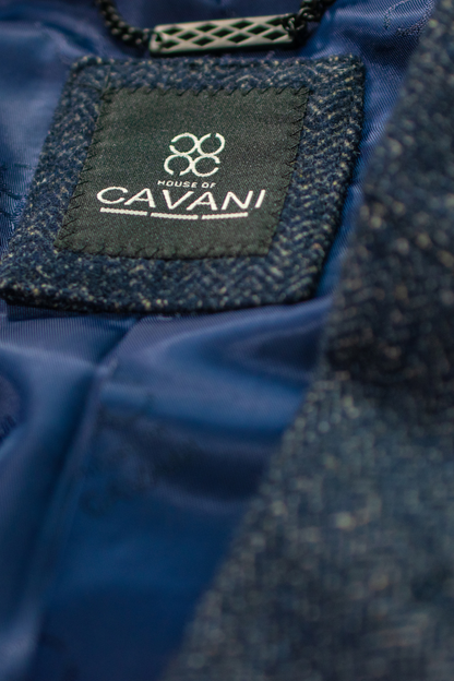 House of Cavani Wool Overcoat Tweed Jacket  3/4 Length  - Azure
