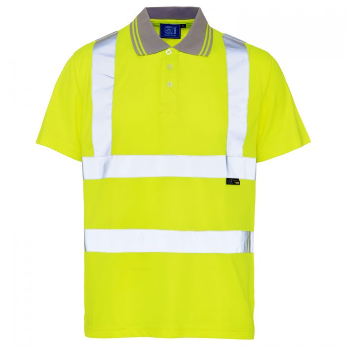 Super Touch Hi-Viz Birdeye Polo Shirt In Grey Collar