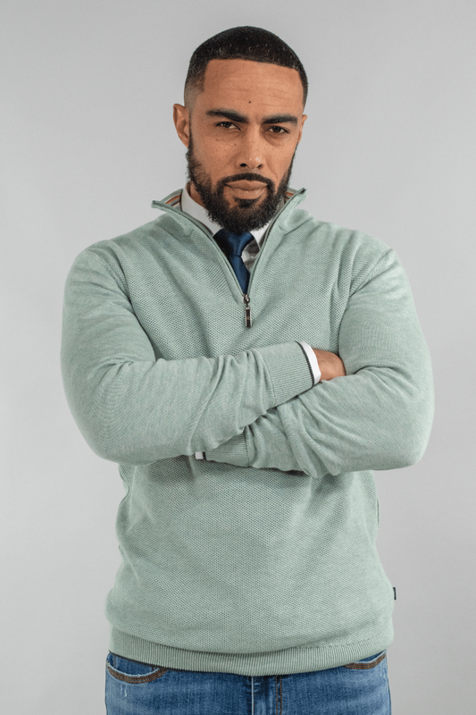 Cavani Kyle Almond Half Zip Knit