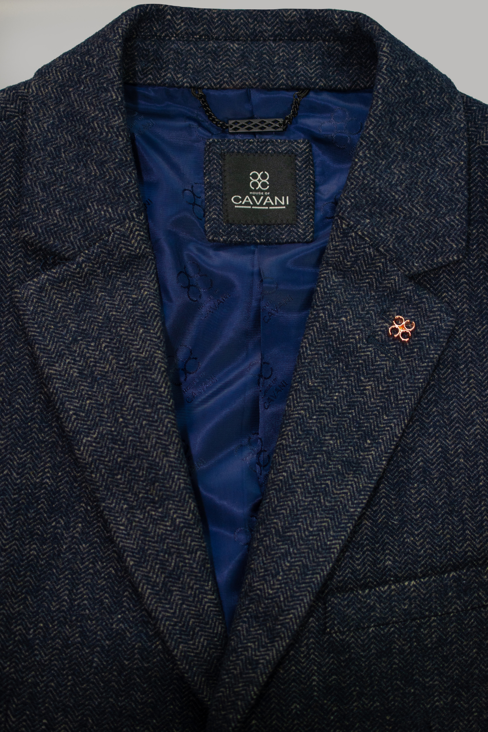 House of Cavani Wool Overcoat Tweed Jacket  3/4 Length  - Azure