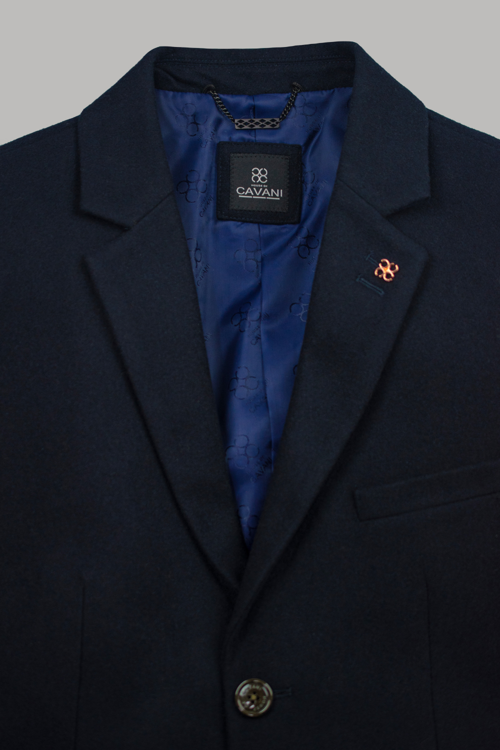 House of Cavani Wool Overcoat Navy Blue Jacket  3/4 Length  - Roman