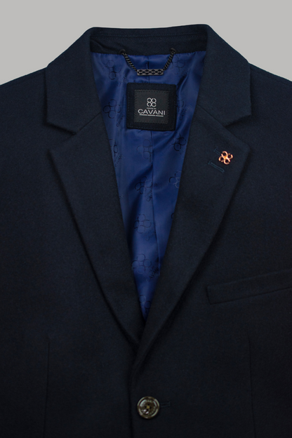 House of Cavani Wool Overcoat Navy Blue Jacket  3/4 Length  - Roman