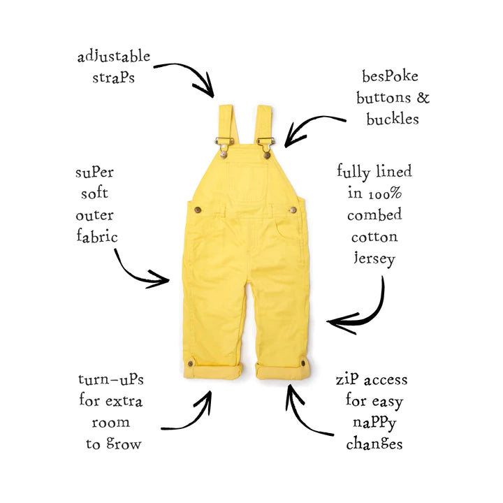 Dotty Dungarees in Sunshine Yellow