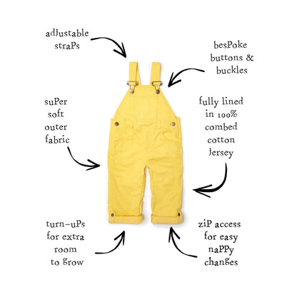 Dotty Dungarees in Sunshine Yellow