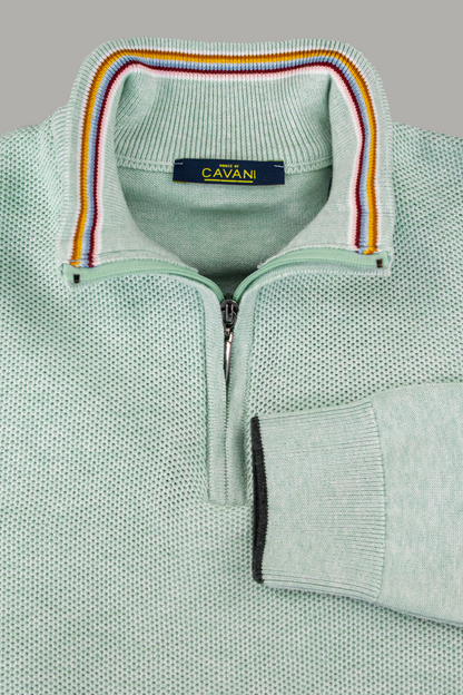 Cavani Kyle Almond Half Zip Knit