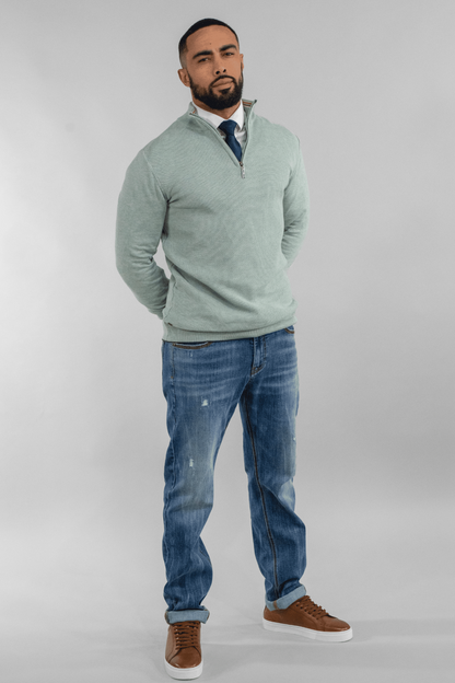 Cavani Kyle Almond Half Zip Knit