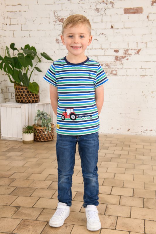 Lighthouse Boys Oliver T-Shirt - Pea Green / Eclipse Tractor