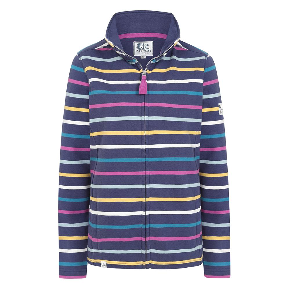 Lazy Jacks Ladies Full Zip Striped Sweatshirt LJ32