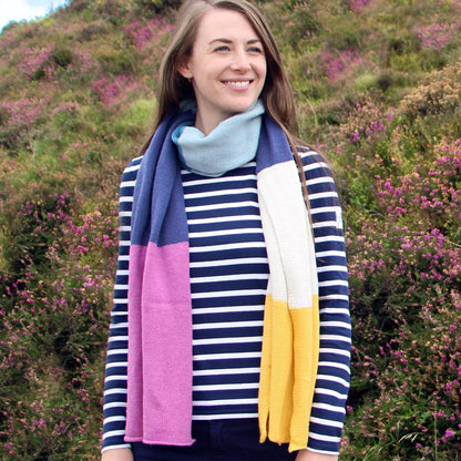 Lazy Jacks Ladies Colour Block Knitted Scarf